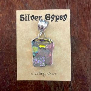 Sterling Silver Dichroic Glass Pendant.